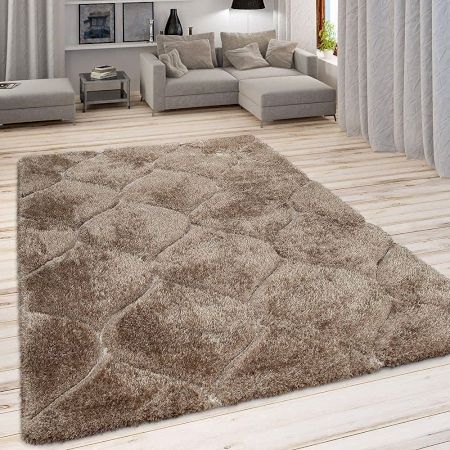Modern Brown Geometric Dining Rug